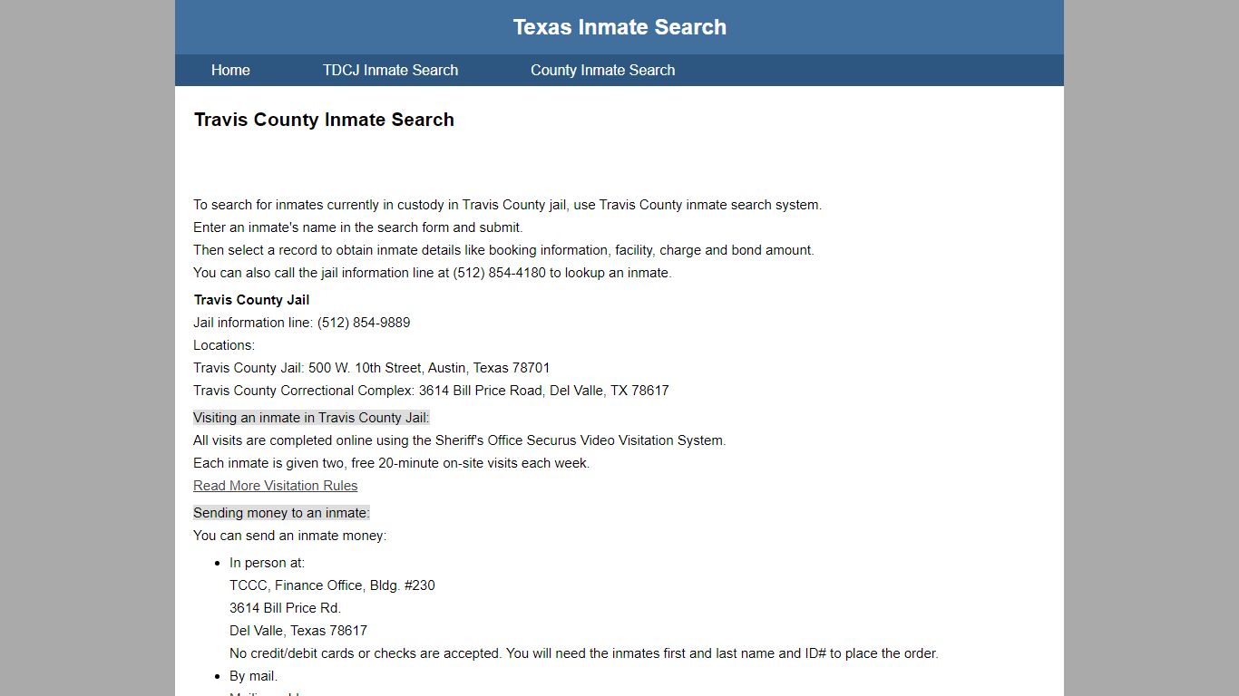 Travis County Inmate Search